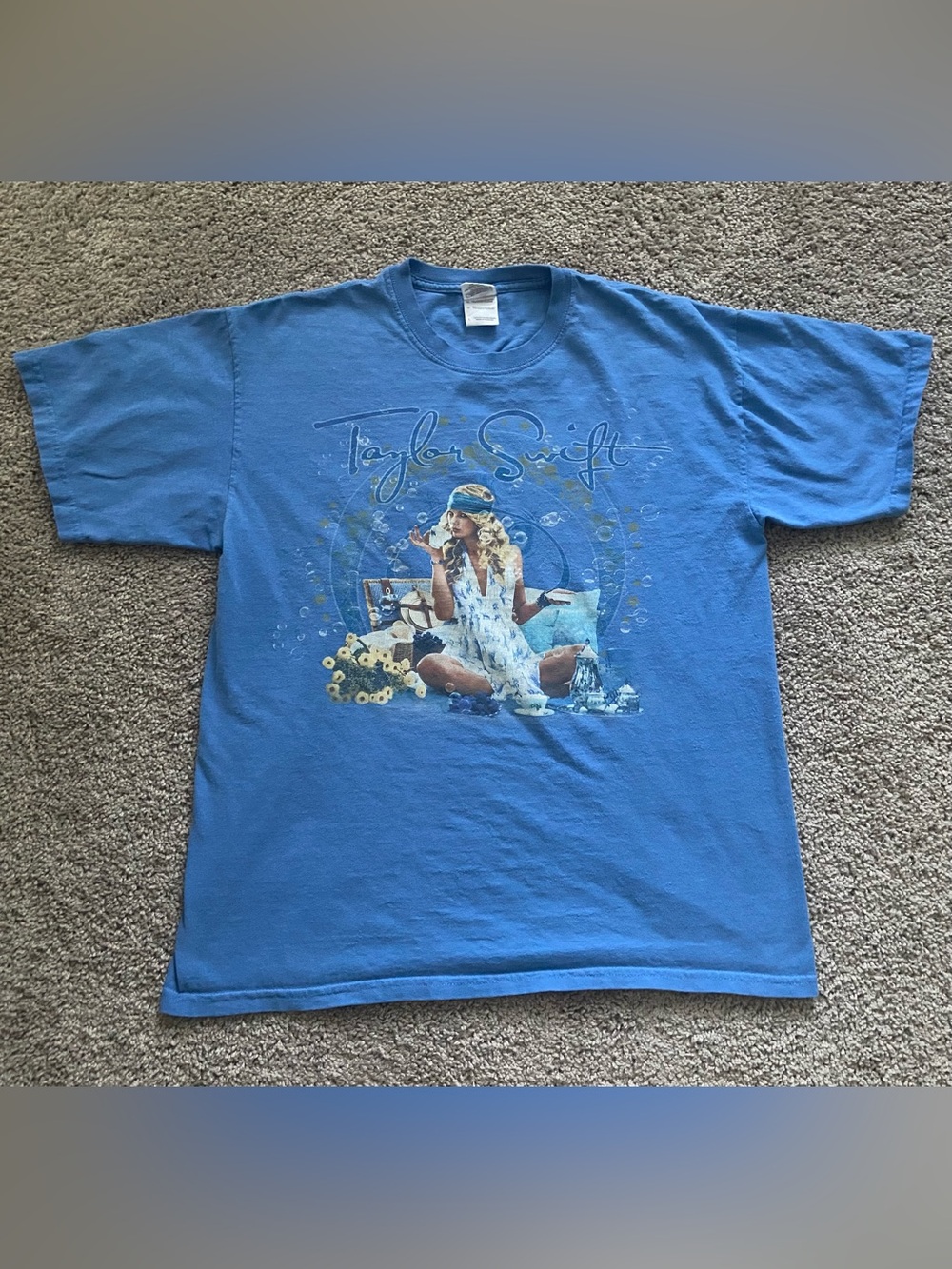 Taylor Swift Fearless Tour Y2K 2009 Blue Concert T-Shirt  Large RARE!